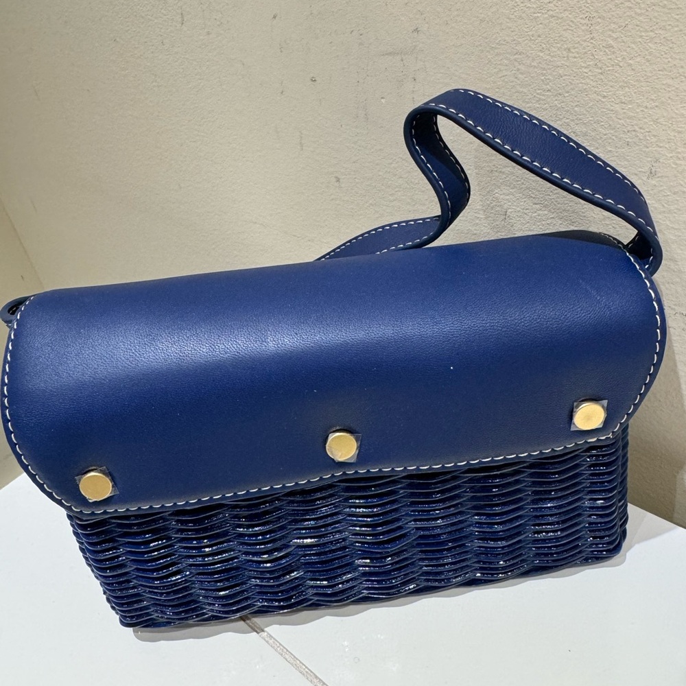 J.McLaughlin blue wicker bag 
Removable strap- clutch or crossbody - Picture 4 of 5